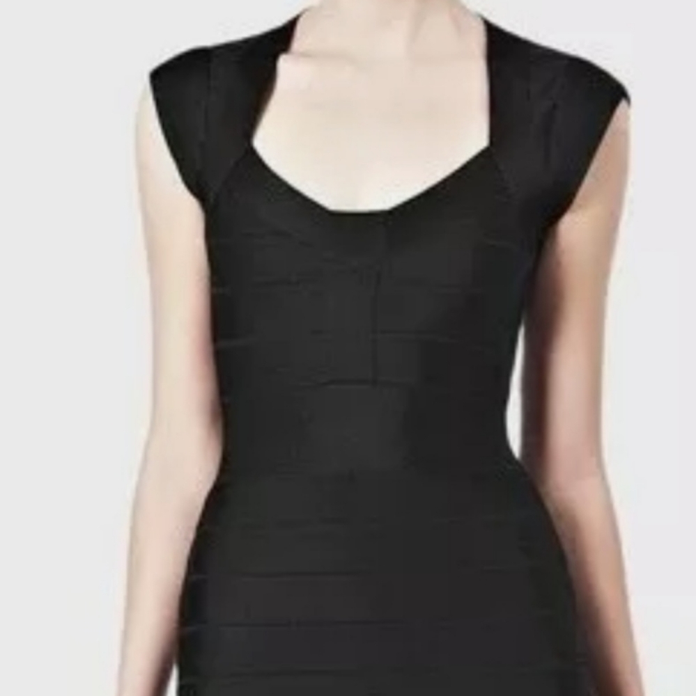 French Connection Black Cap-Sleeve Bandage Dress 8